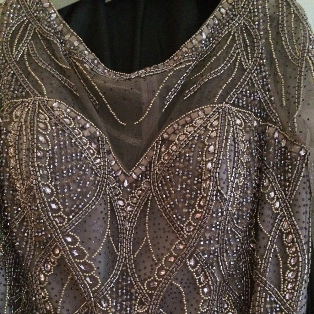 Long sleeves and flowy iridescent skirt